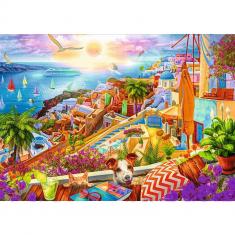 Puzzle 1000 pièces Premium Plus :  Visite de Santorini