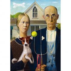 Puzzle 500 piezas: American Gothic: Edición Perro