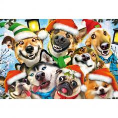 Puzzle 500+1 piezas Madera : Perros Festivos