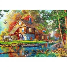 500 piece puzzle: Cottage by the river