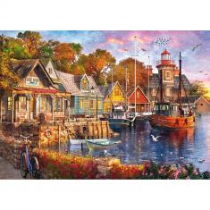 1000 pieces Puzzle : Tea Time : Seaside Harbour 