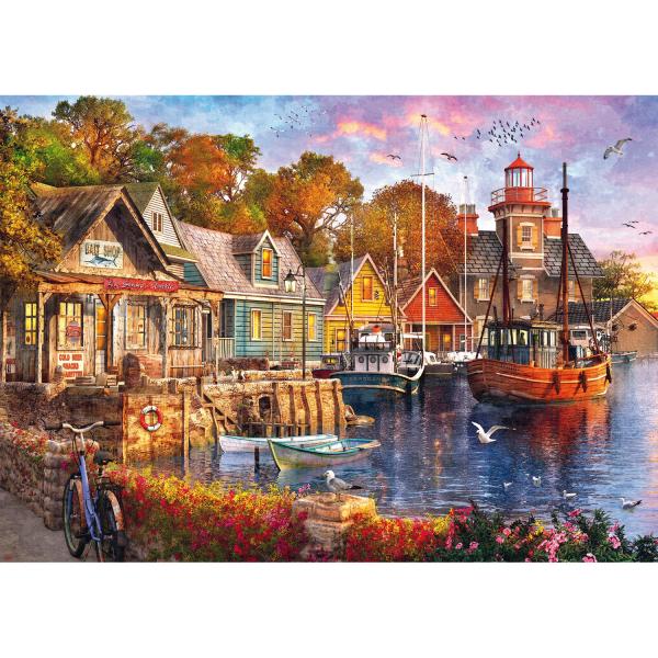 1000 pieces Puzzle : Tea Time : Seaside Harbour  - Trefl-10796
