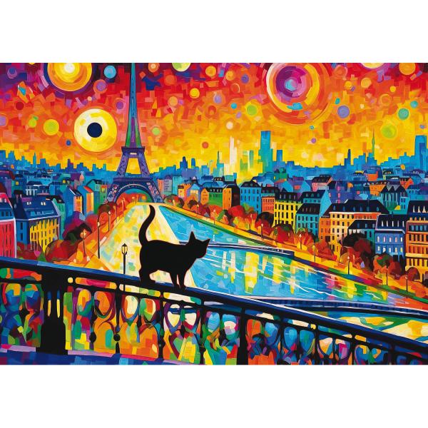 1000 pieces Puzzle : Michael David Ward - Cat in Paris  - Trefl-10795