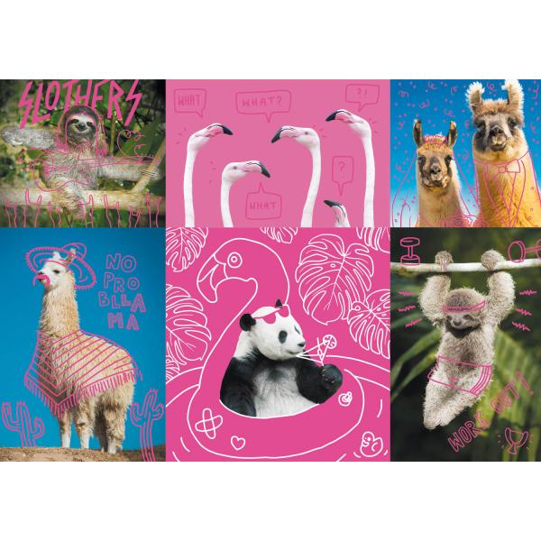 Puzzle 1000 pièces : Neon Color Line : Crazy Animals - Trefl-10594