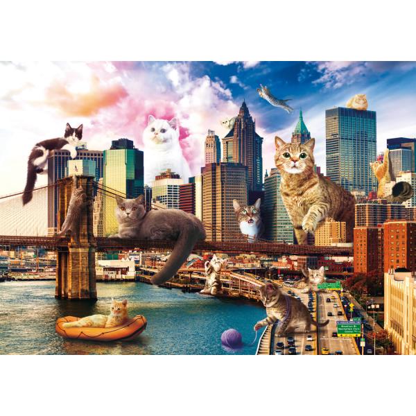 Puzzle 1000 pièces : Funny Cities : Chats à New York - Trefl-10595