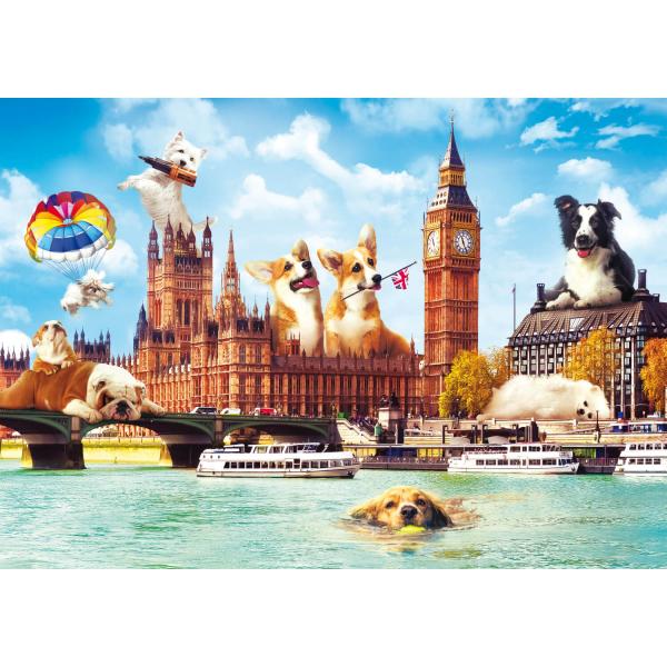 Puzzle de 1000 piezas : Ciudades Divertidas : Perros en Londres - Trefl-10596