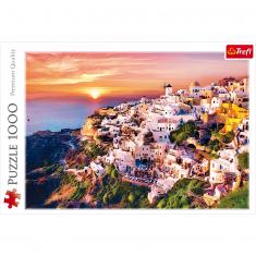 Puzzle 1000 pièces : Coucher de soleil sur Santorin