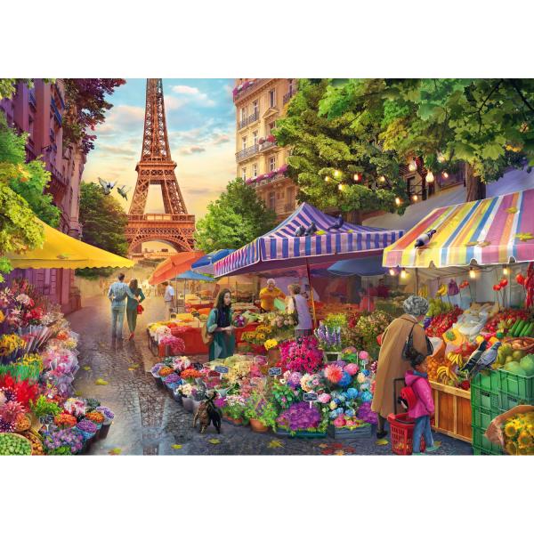 Puzzle 1000 pièces : Tea Time : Marché aux Fleurs, Paris - Trefl-10799