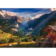 Puzzle 1000 pièces : Photo Odyssée : Vallée de Lauterbrunnen, Suisse