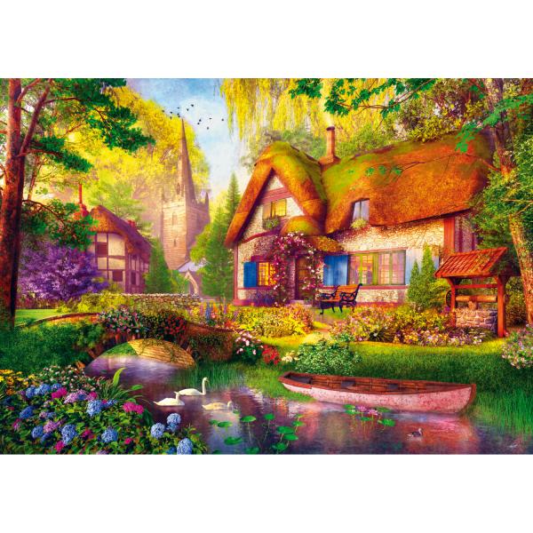 1000 pieces Puzzle : Tea Time : The Woodland Cottage  - Trefl-10804