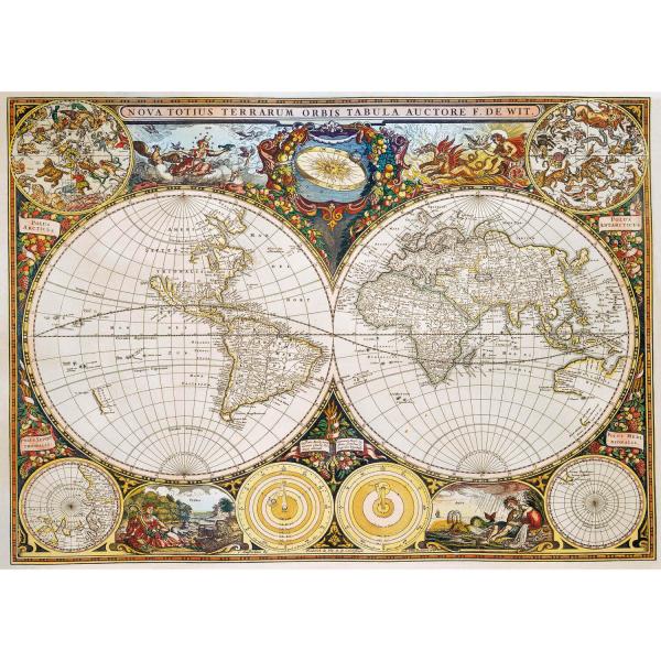 Puzzle 1000 pièces en bois : Carte du monde antique - Trefl-20144