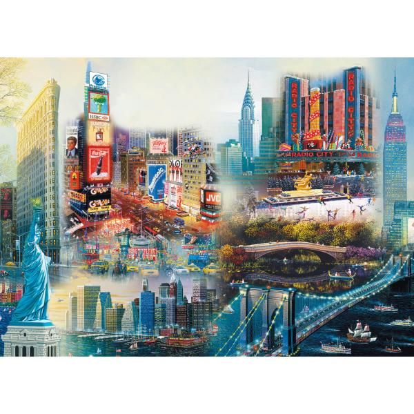 Holzpuzzle mit 1000 Teilen: New York - Collage - Trefl-20147