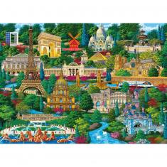 Puzzle 1000 pièces en bois : Lieux célèbres de France