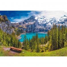 Puzzle 1500 pièces : Lac d'Oeschinen, Alpes, Suisse