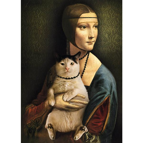 1000 piece puzzle :  Lady with a cat   - Trefl-10663