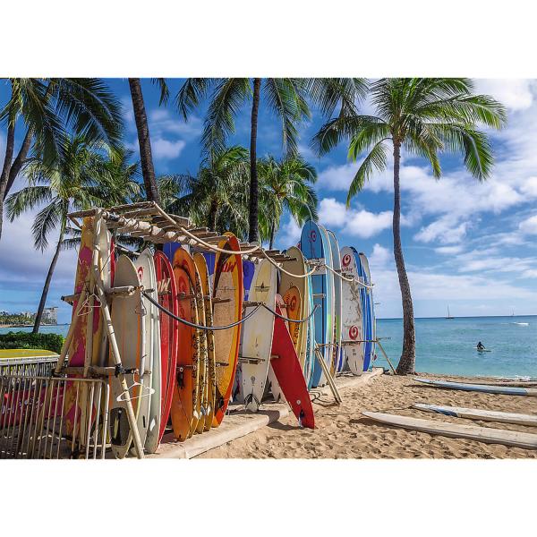 Puzzle de 1000 piezas: Playa de Waikiki, Hawái - Trefl-10742
