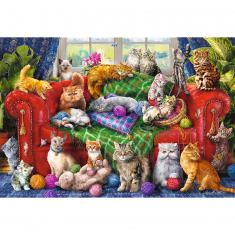 1500-teiliges Puzzle: Kätzchen auf dem Sofa
