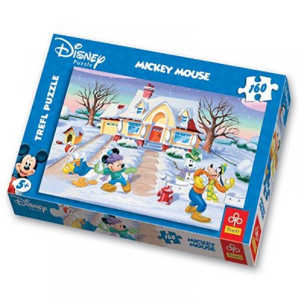 Puzzle 160 pièces - Mickey et ses amis : Bataille de boules de neige - Trefl-15141