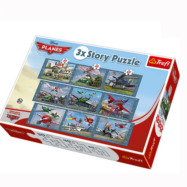 Puzzle 30 à 60 pièces : 3 puzzles Story : Planes - Trefl-90306
