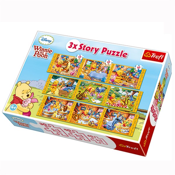 Puzzle 30 à 60 pièces : 3 puzzles Story : Winnie l'ourson - Trefl-90304