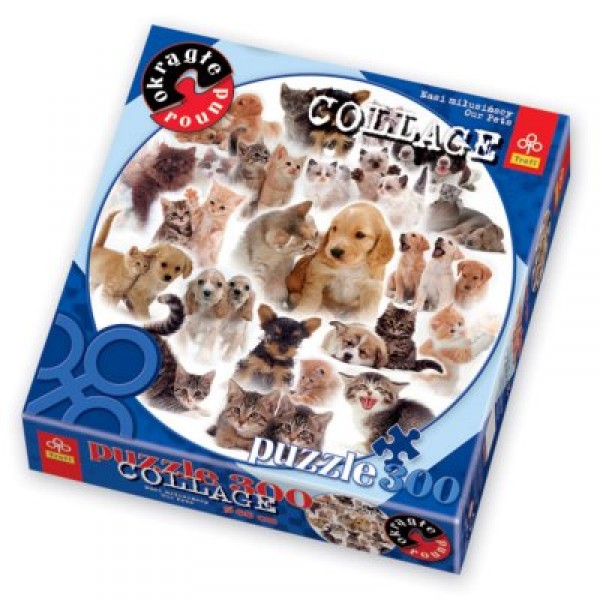 Puzzle 300 pièces rond - Chats et chiens - Trefl-39008