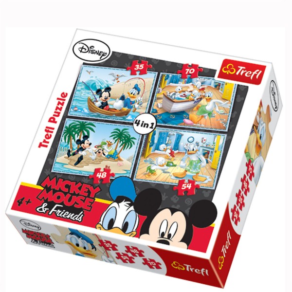 Puzzle 35 à 70 pièces : 4 puzzles : Folies aquatiques de Mickey et ses amis - Trefl-34118