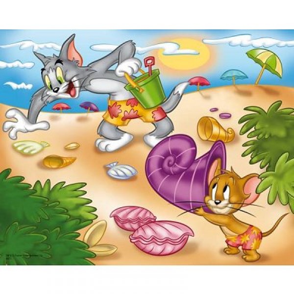 Puzzle 3D - 120 pièces : Tom et Jerry à la plage - Trefl-35624