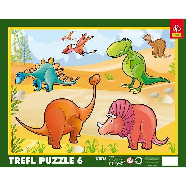 Puzzle 6 pièces à encastrer - Dinosaures - Trefl-31075
