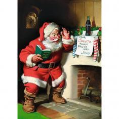 Puzzle 1000 piezas: Papá Noel junto a la chimenea / Coca-Cola
