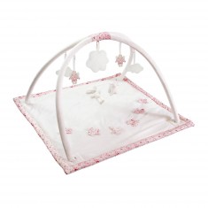 Ivory square musical playmat: Pink flowers, sheep and rabbit