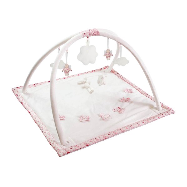 Ivory square musical playmat: Pink flowers, sheep and rabbit - Trousselier-VM10000 99