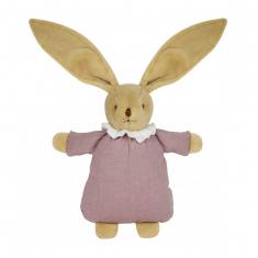 Doudou Lapin Nid d'Ange avec hochet : Vieux rose