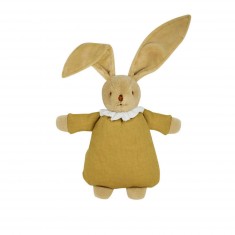 Doudou Lapin Nid d'Ange avec hochet : Lin moutarde