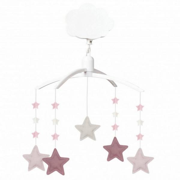 Musical Mobile Stars - Old pink, beige and powder pink linen - Trousselier-VM1167 60