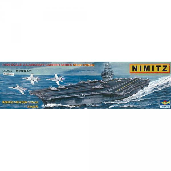 Maquette bateau : Porte-avions américain à propulsion nucléaire CVN-68 Nimitz - Trumpeter-TR05201