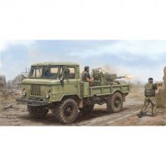 Maqueta de vehículo militar: camión ligero ruso GAZ-66 con ZU-23-2
