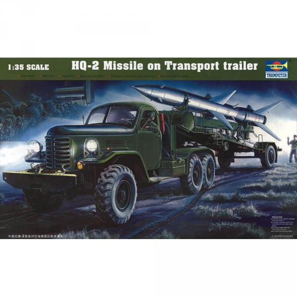 Maquette militaire : Missile HQ-2 sur remorque de transport  - Trumpeter-TR00205