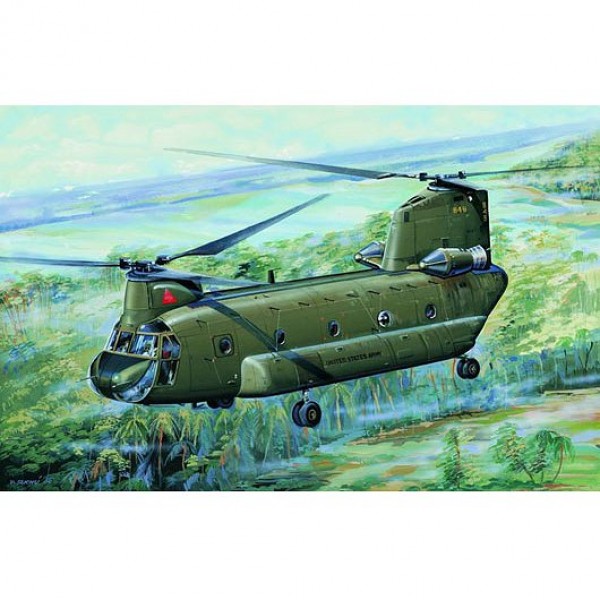 Modell des US-Militärtransporthubschraubers: CH-47A Chinook - Trumpeter-TR01621