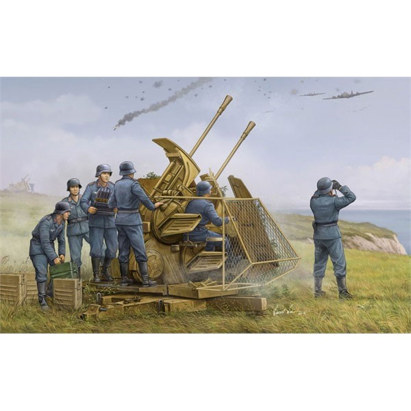 Maquette Canon anti aérien Allemand : FlaK 43 3.7cm ZWILLING - Trumpeter-TR02347