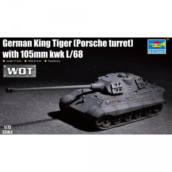 Maquette char : German King Tiger (Tourelle Porsche) avec 105mm kWh L/68 - Trumpeter-TR07161