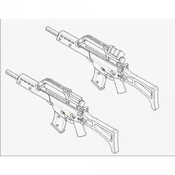 Military Accessories: Selection of German G36KE / 36K Firearms (4 pistols) - Trumpeter-TR00518