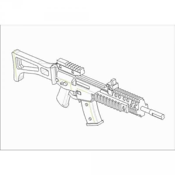Militärisches Zubehör: Deutsche G36K A2 KSK Schusswaffenauswahl (4 Pistolen) - Trumpeter-TR00517