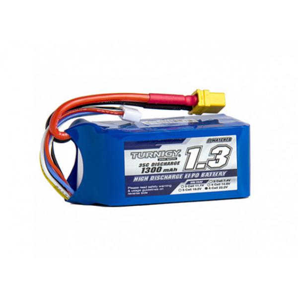 Lipo Turnigy 1300mAh 6S 35C (450 helicopter HK/Trex/Rave/E4 etc) - T1300.6S.35