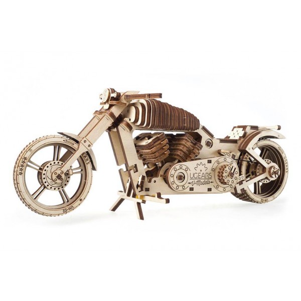 Modelo de moto en madera: Moto VM-02, modelo mecánico - Ugears-8412082