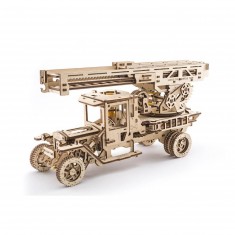 Maquette en bois : Camion pompier à échelle, modèle mécanique