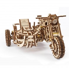Modelo de madera: Motocicleta Scrambler UGR-10 con Sidecar