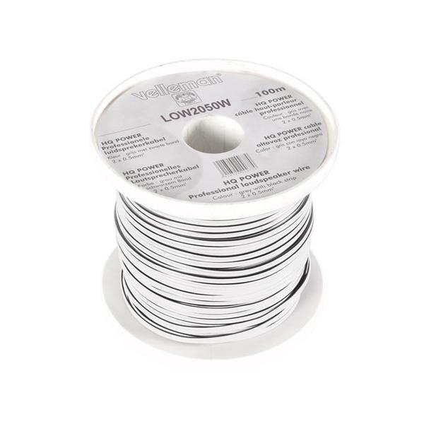 CÂBLE HAUT-PARLEUR - BLANC - 2 x 0.50mm² - 100m - VEL-LOW2050W