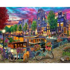 Puzzle 1000 pieces : Amsterdam Canal 