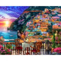 Puzzle 1000 pièces : Coucher de soleil à Positano