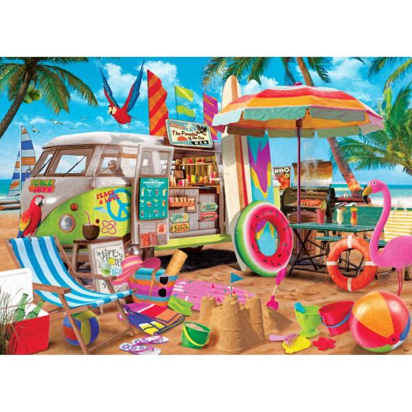 Puzzle 1000 piezas: Casa rodante en la playa - VC1280